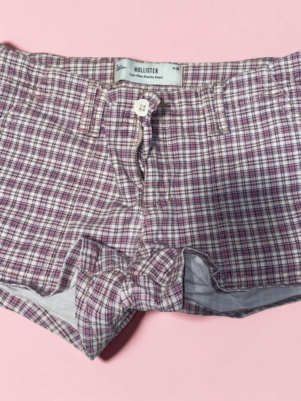 Hollister Pink Plaid Women's Jean Shorts